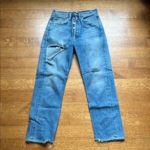 Agolde Blue Straight-Leg Jeans